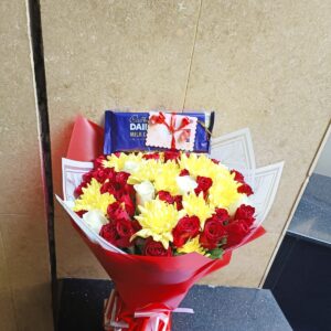 Cute mixed flowers & chocolate