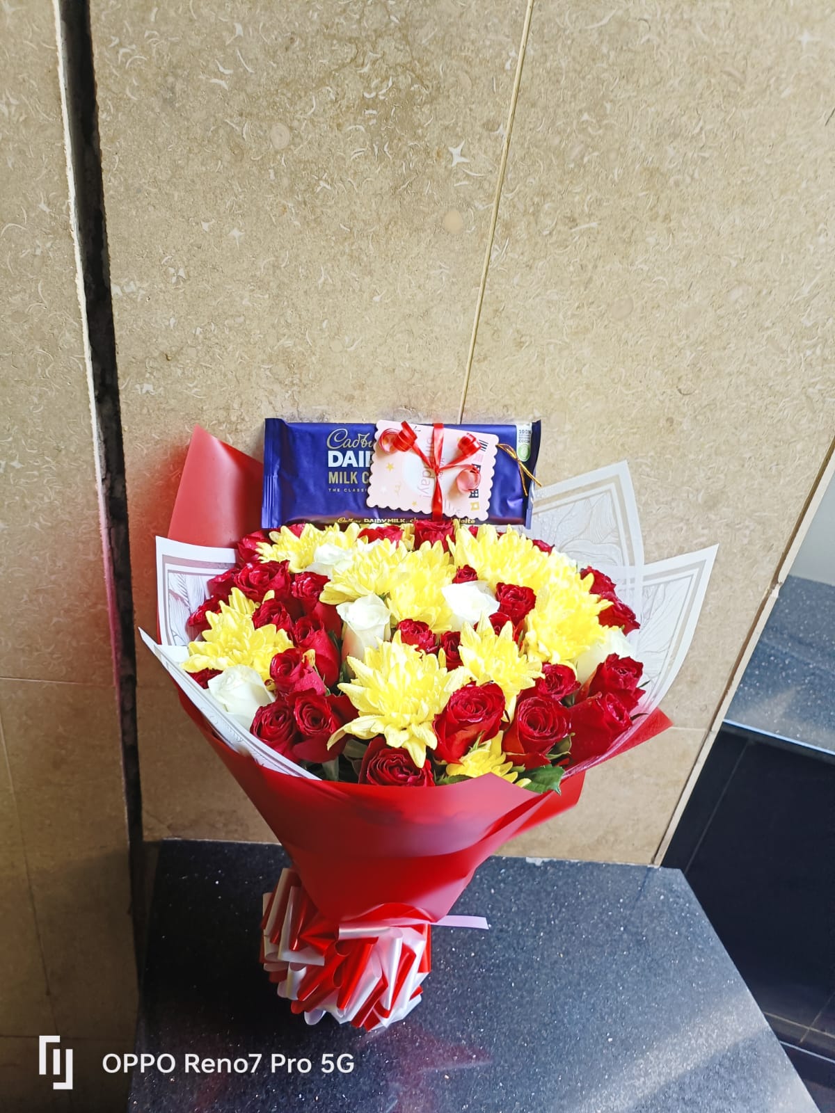 Cute mixed flowers & chocolate